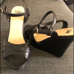 Black Wedge Heels 9.5